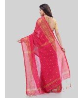 DESH BIDESH Women`s Bengal Cotton Silk Pure Handloom Cotton Saree Kohinoor Work With Blouse Piece(Pink)